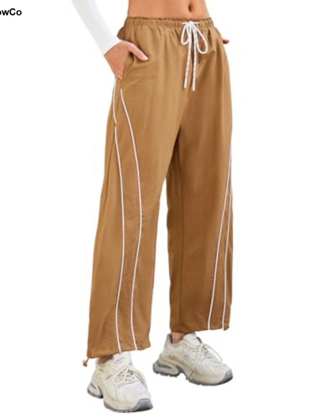 Wide Leg Track Pants Drawstring Striped Workout Pants